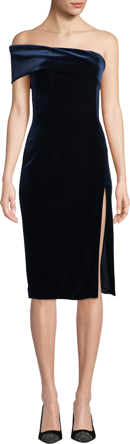 Jay Godfrey Stretch Velvet One-Sleeve Dress