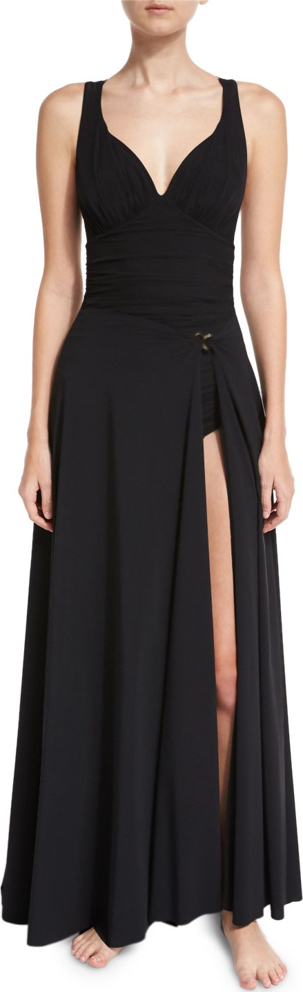 La Petite Robe di Chiara Boni Rodeia Jersey Wrap Coverup Maxi Skirt, Black