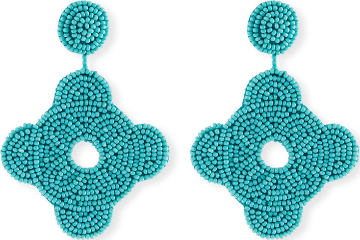 Kenneth Jay Lane Beaded Geometric Drop Earrings, Turquoise