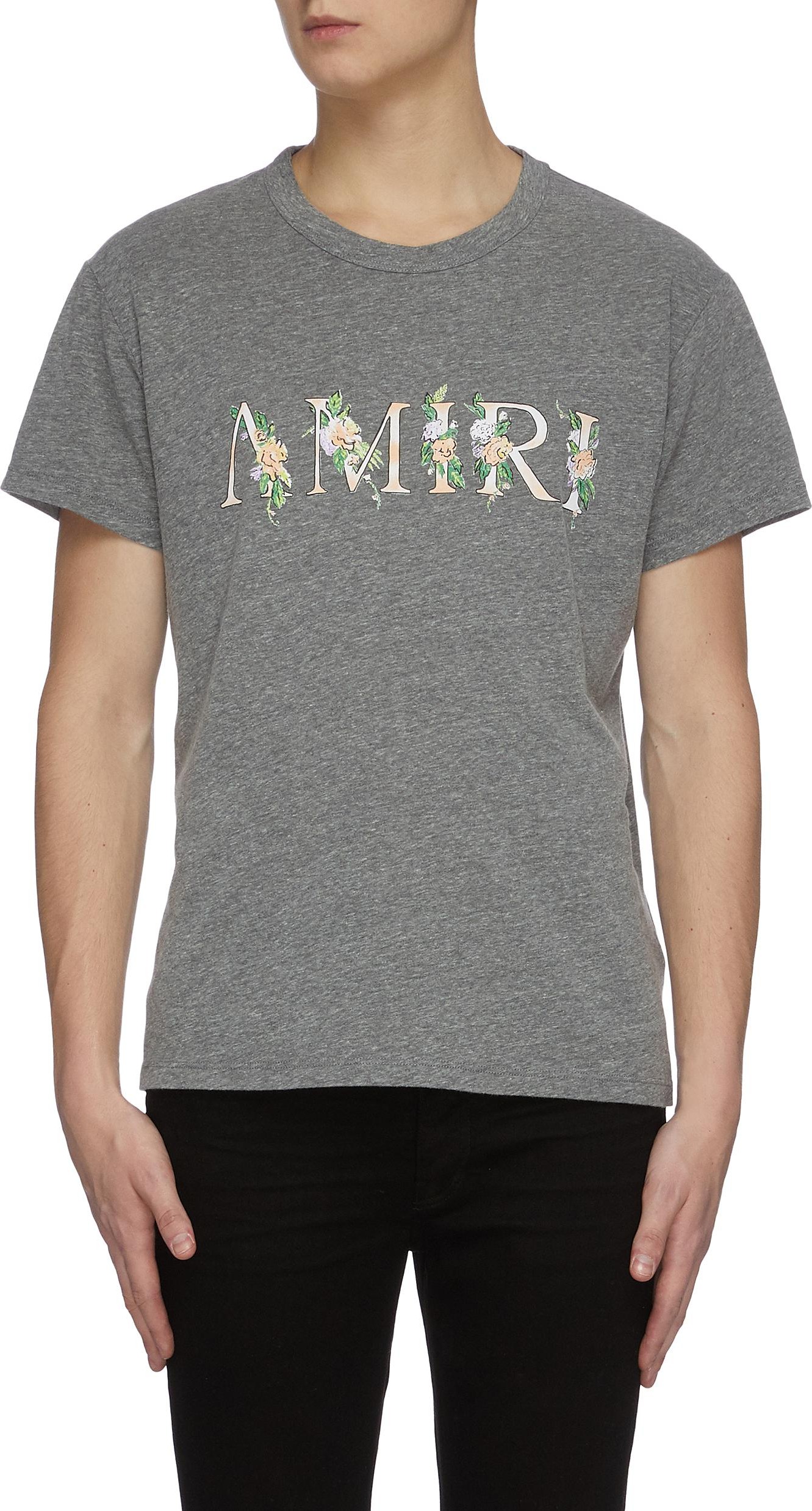 Amiri Floral logo print crewneck T-shirt Amiri Floral logo print crewneck T-shirt