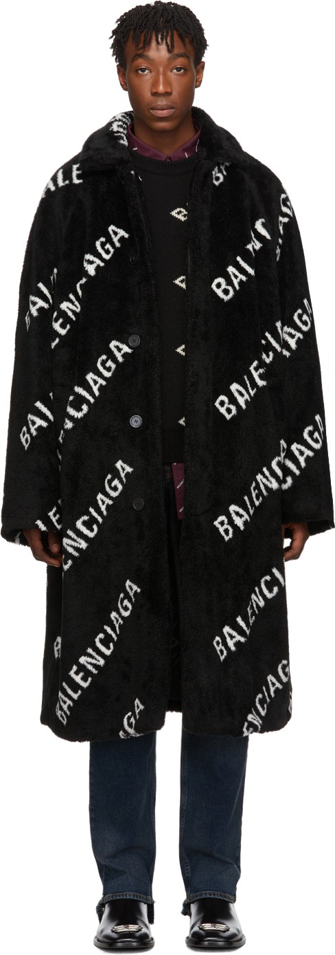 Balenciaga Black Faux-Fur Big Fit Car Coat