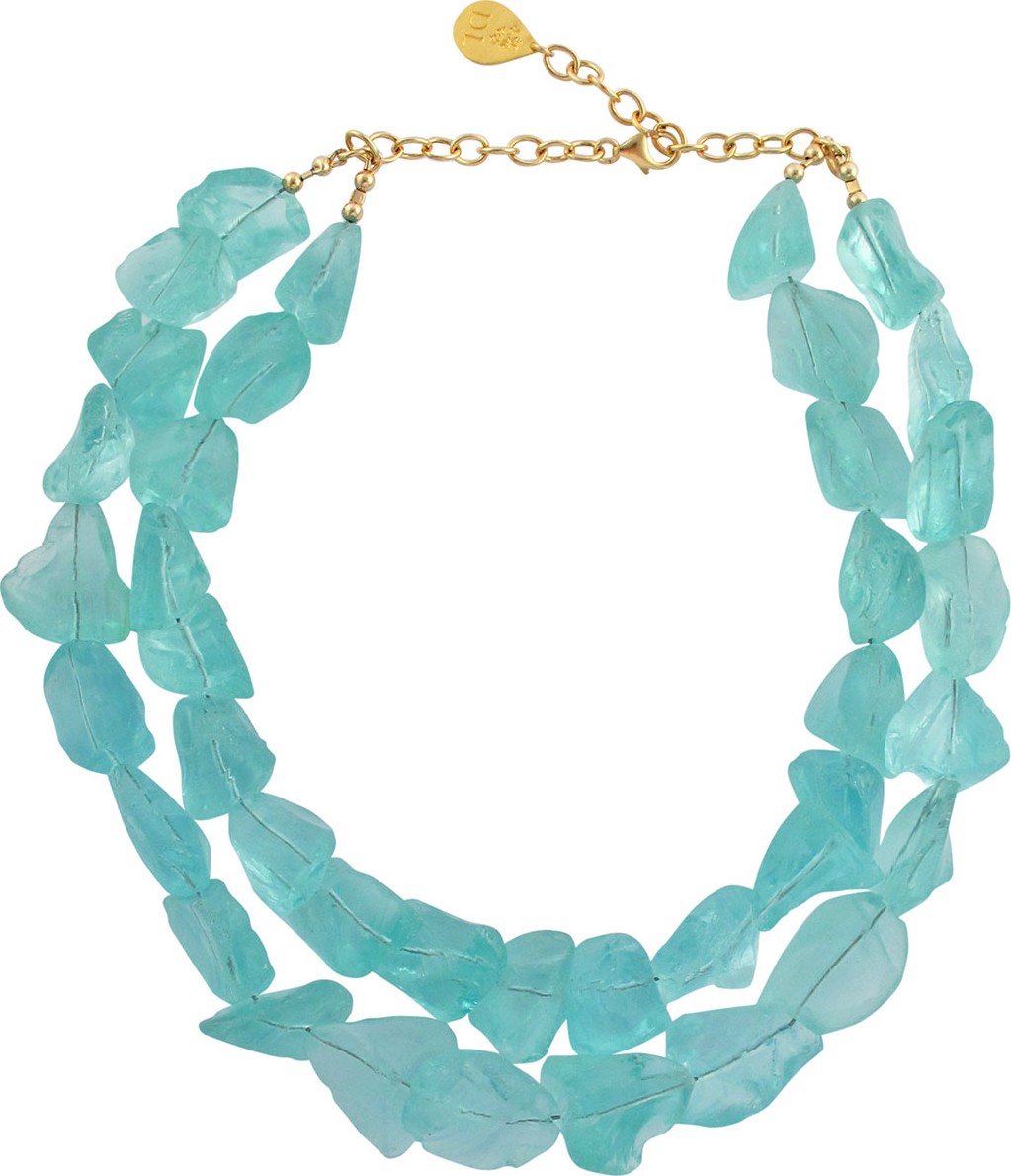 Devon Leigh Double-Strand Raw Quartz Necklace, Blue