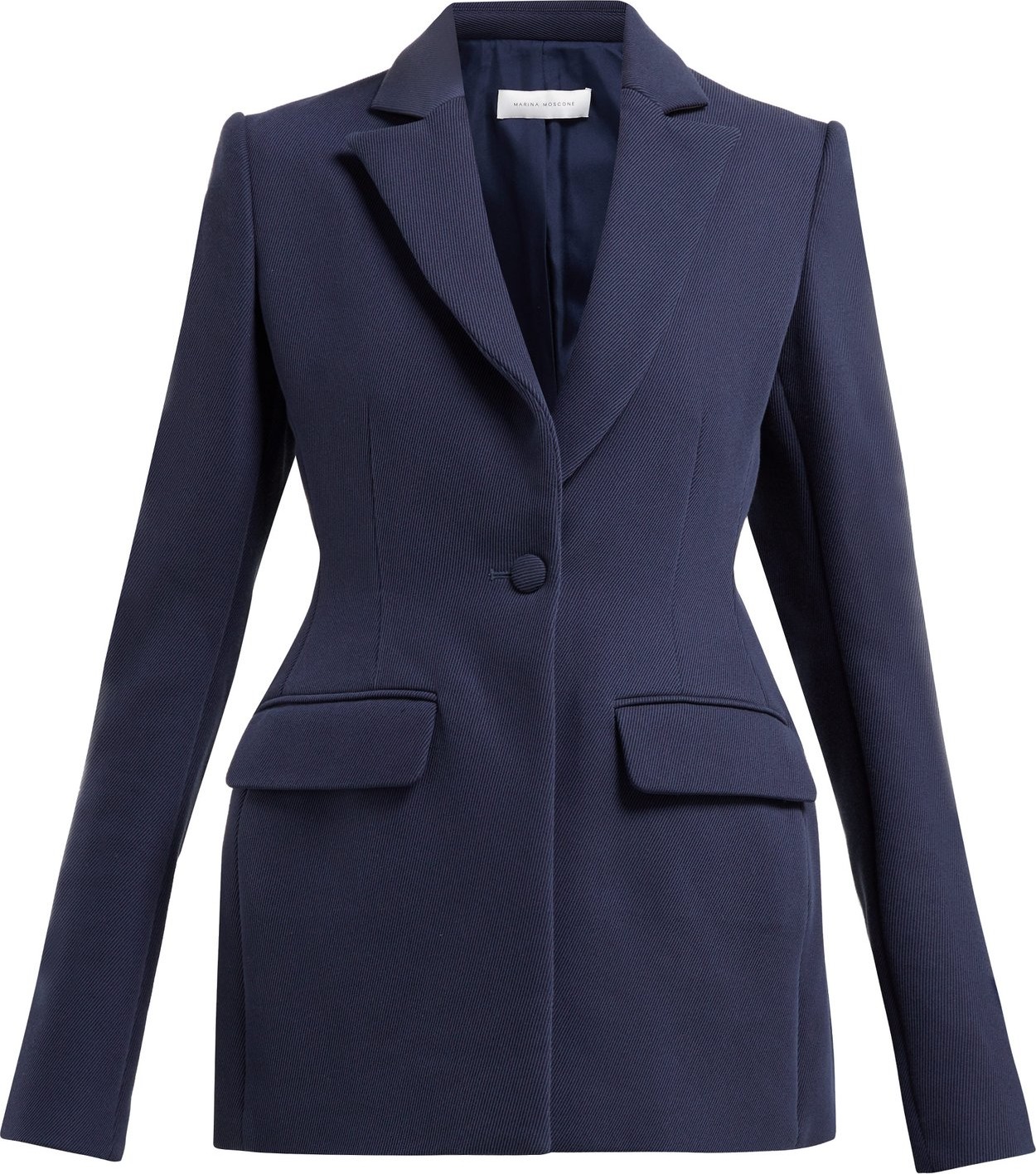 Marina Moscone Single-breasted basque-shaped twill blazer