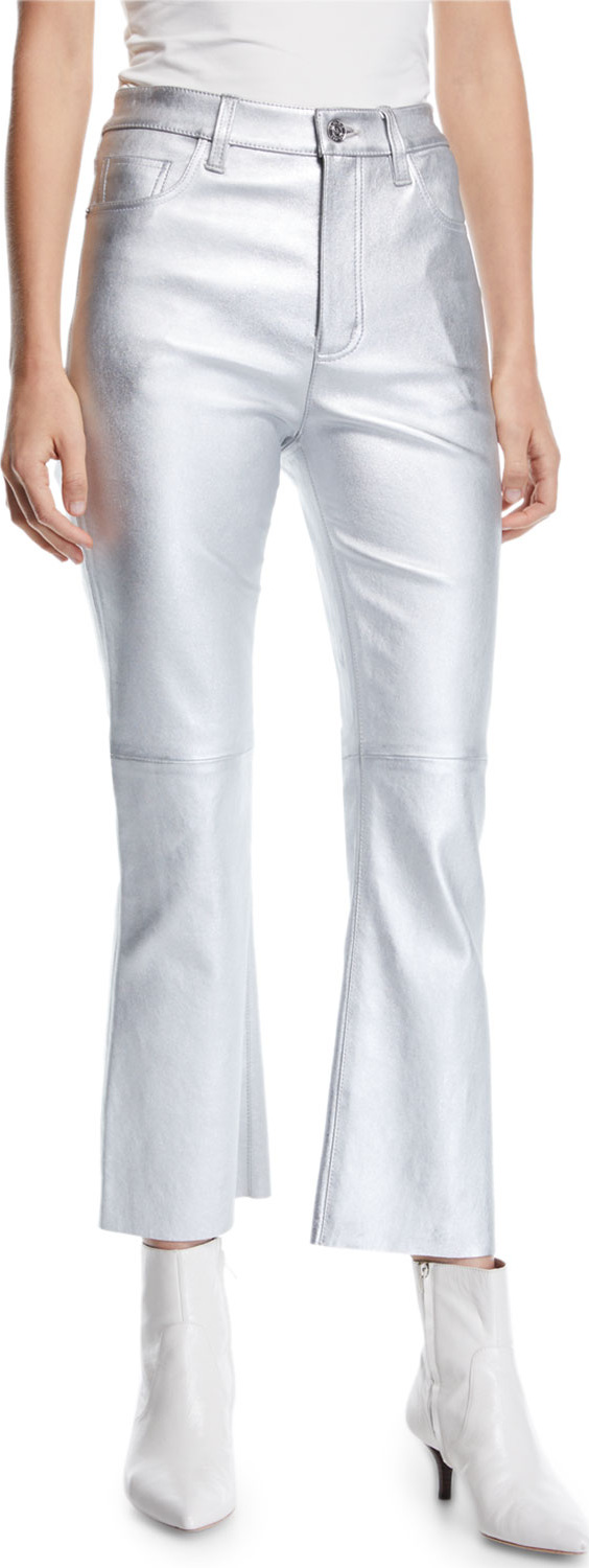 Current/Elliott The High Waist Kick Flare-Leg Leather Pants