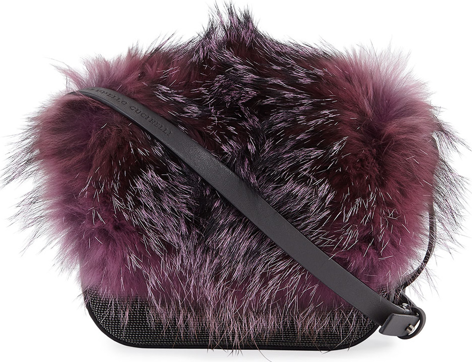 Brunello Cucinelli Fox Fur and Monili Mini City Bag