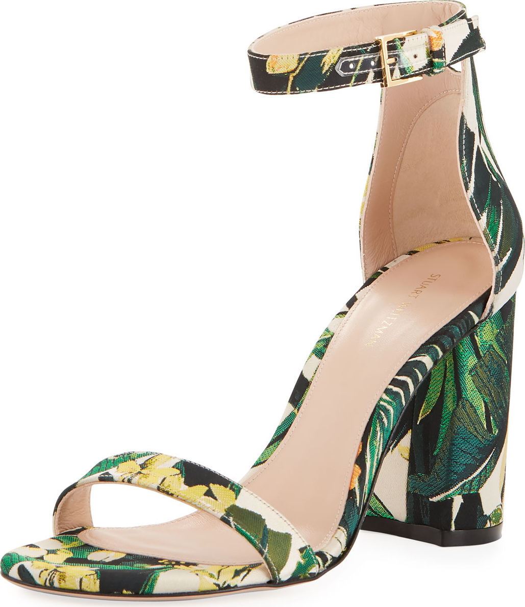 Stuart Weitzman LessNudist 95mm Botanical Jacquard Naked Sandal