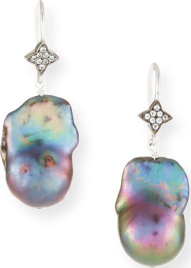 Margo Morrison Baroque Pearl & Sapphire Drop Earrings