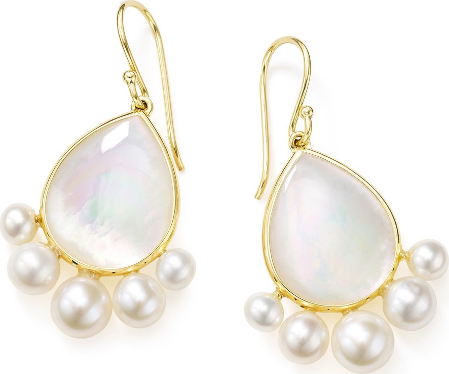 IPPOLITA Nova 18k Gold Pear Drop Earrings w/ Pearls