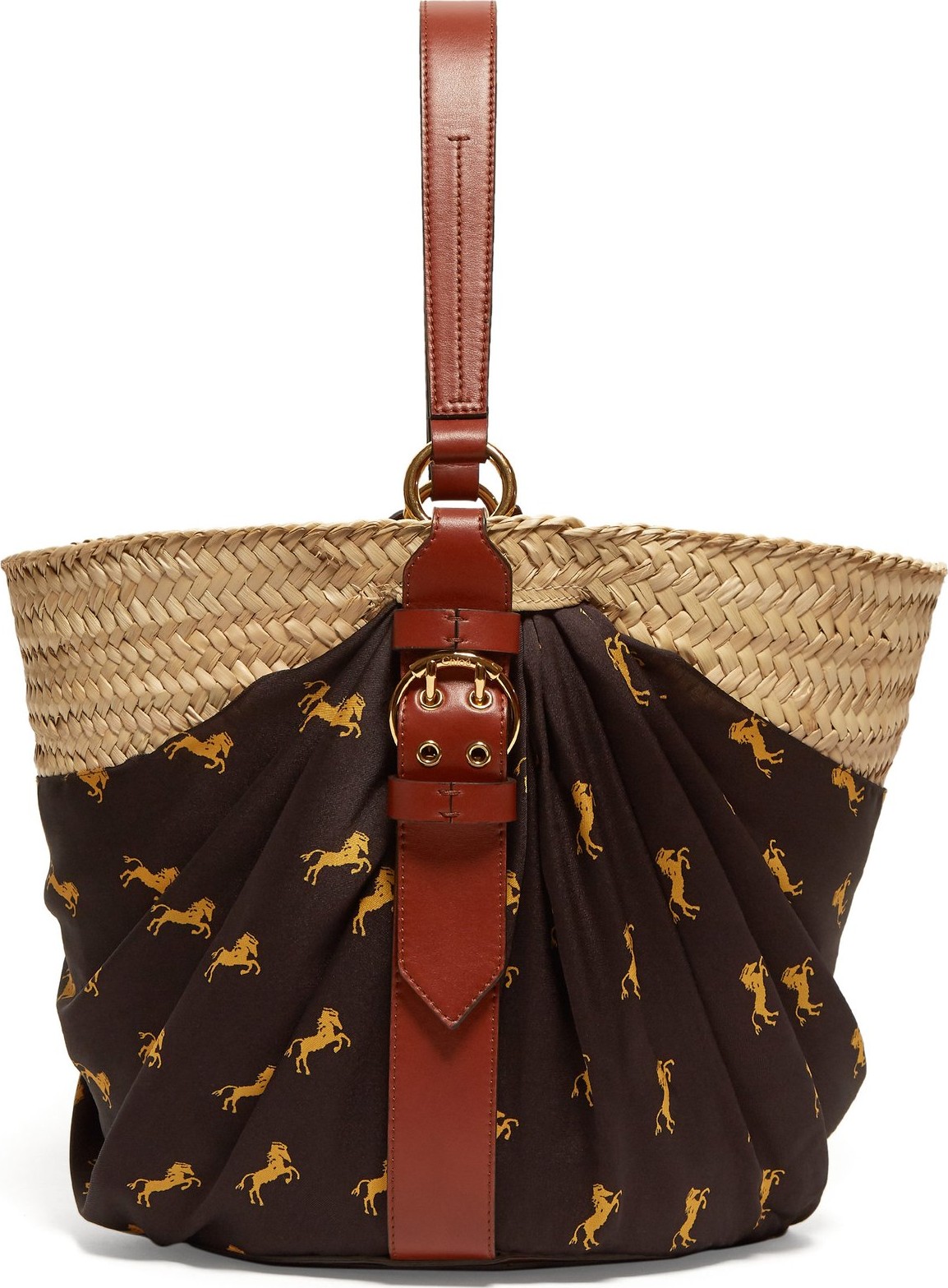 Chloe Panier contrast-panel leather-trimmed basket bag