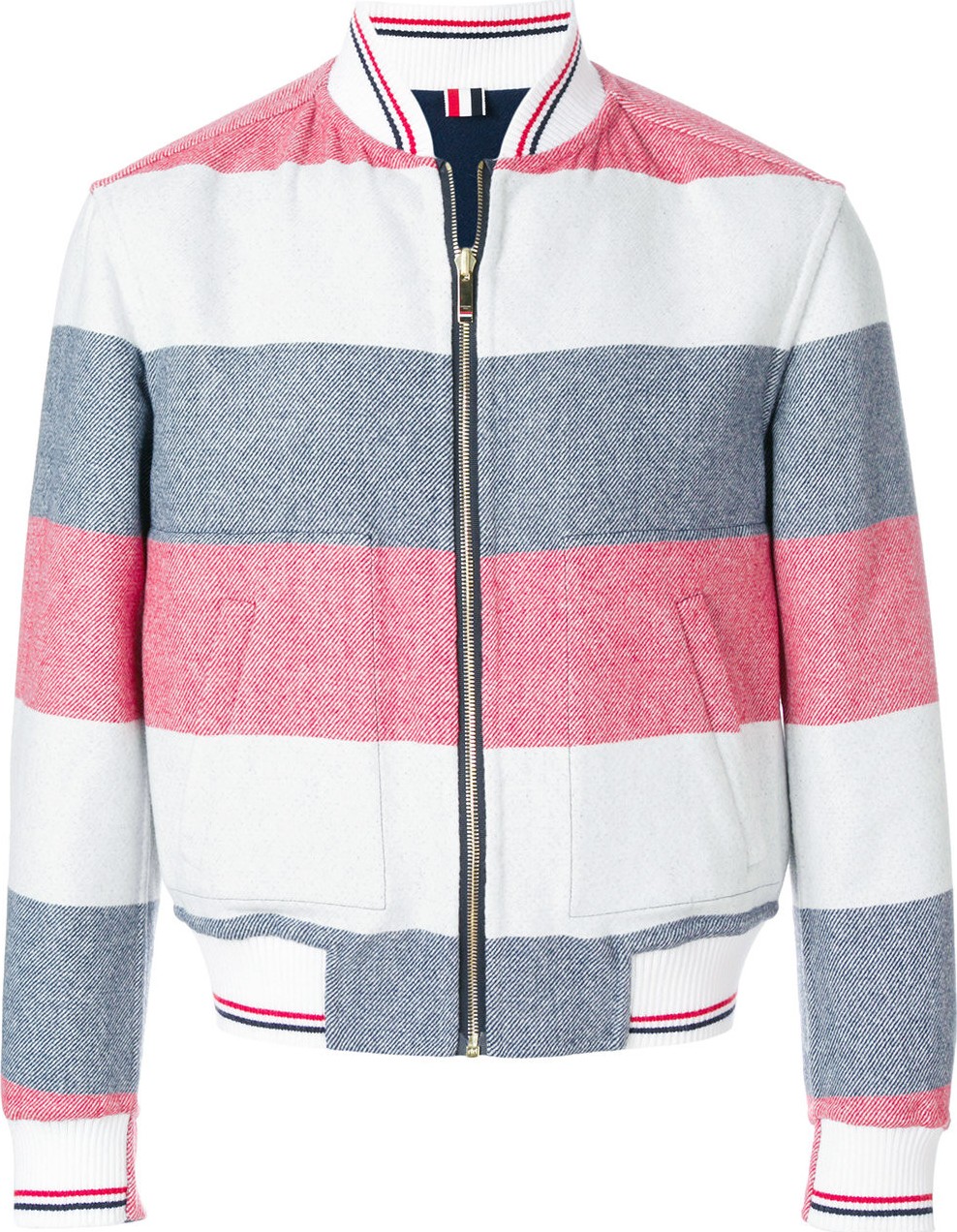 Thom Browne Reversible Rugby Stripe Melton Wool Bomber