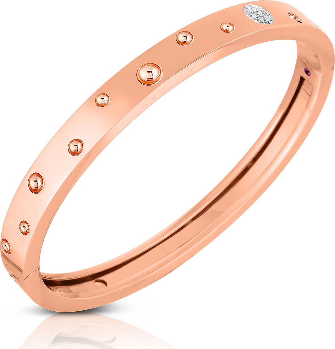 Roberto Coin Pois Moi Luna 18k Rose Gold Diamond Thin Bangle Bracelet