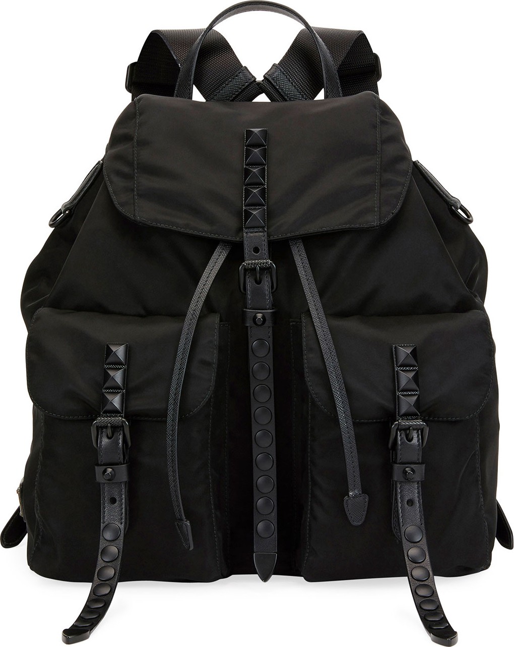 Prada Prada Black Nylon Backpack with Studding