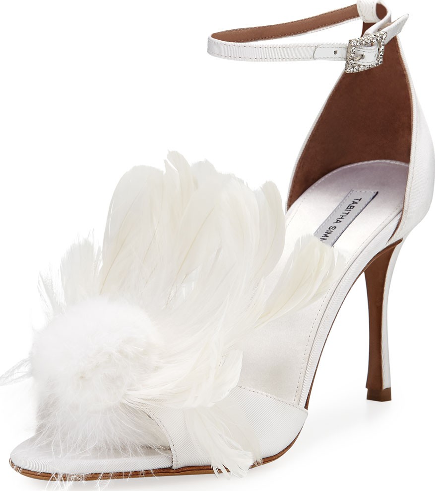 Tabitha Simmons Avary Feather Fabric Sandals