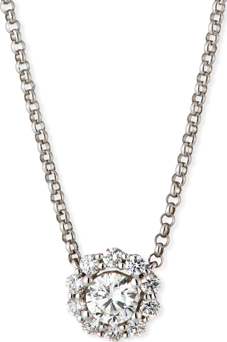 Memoire Blossom Diamond Pendant Necklace in 18K White Gold, 0.50tdcw