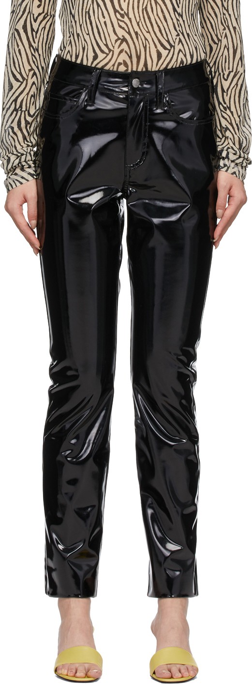 Simon Miller Black Patent Straight-Leg Trousers Simon Miller Black Patent Straight-Leg Trousers