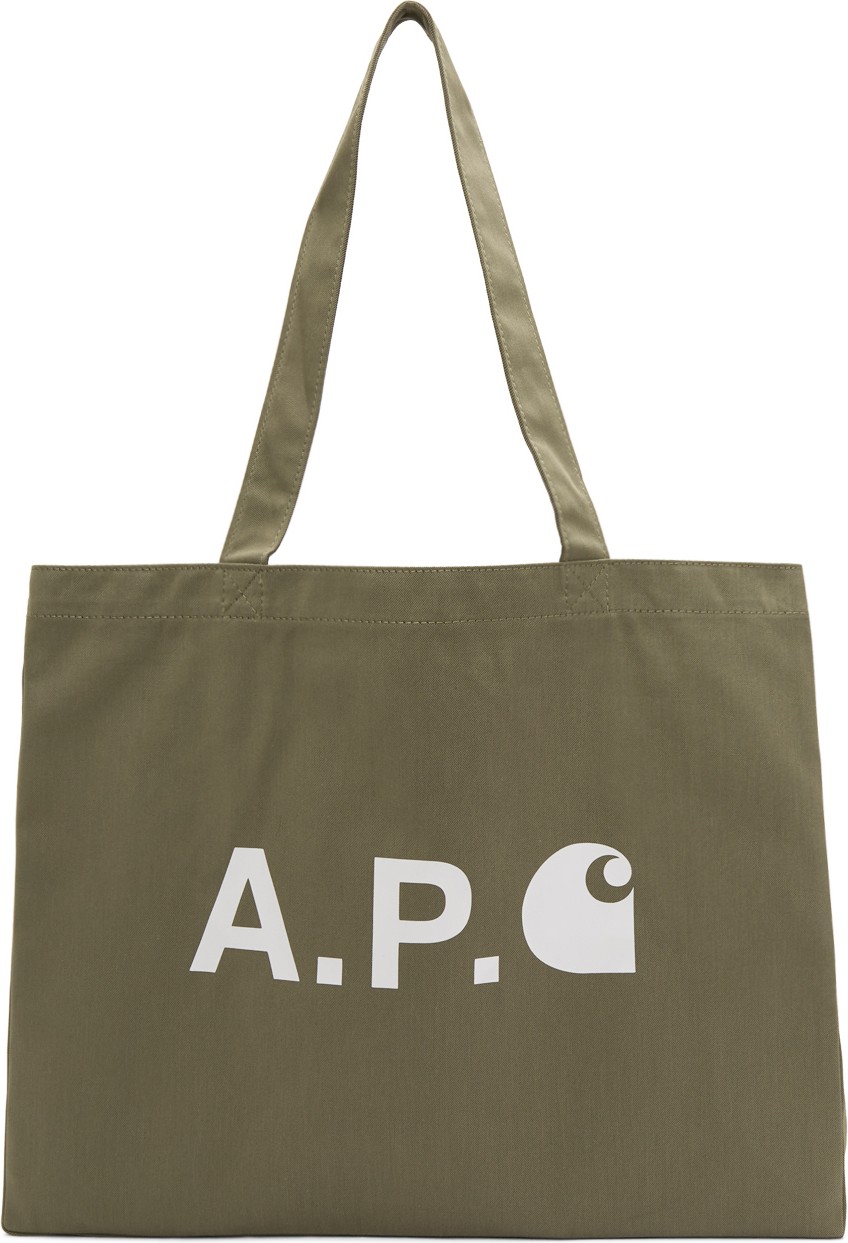 A.P.C. Khaki Carhartt WIP Edition Logo Shopping Tote