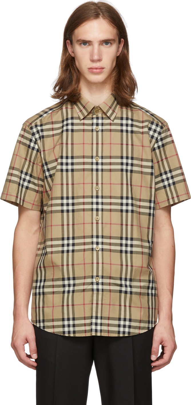 Burberry London England Beige Check Caxton Shirt