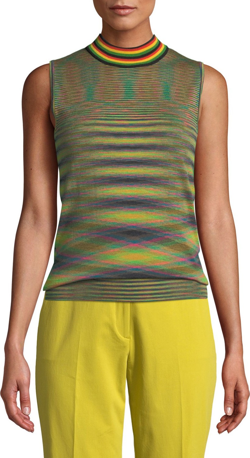 Missoni Sleeveless Ribbed-Wool Spacedye Top