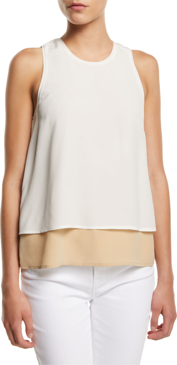L'AGENCE Catarina Layered Silk Tank Top