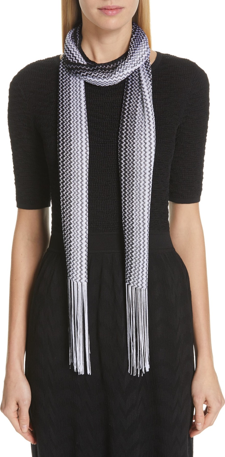 Missoni Zigzag Fringed Skinny Scarf