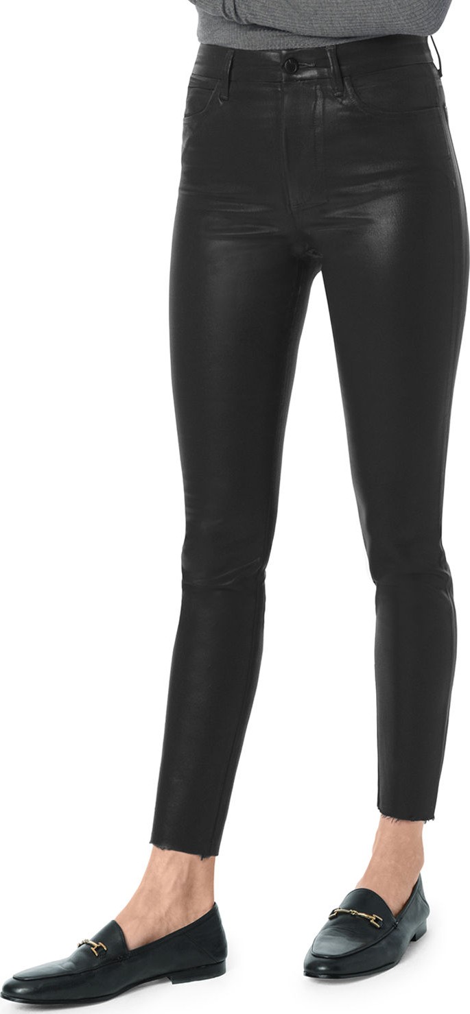 Joe's Jeans The Charlie Skinny-Leg Coated Ankle Pants w/ Cut Hem