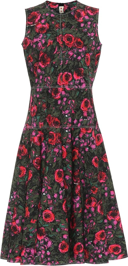 Marni Floral cotton midi dress