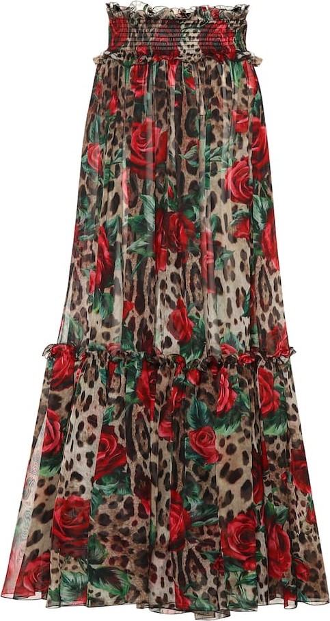 Dolce & Gabbana Leopard floral silk skirt pants