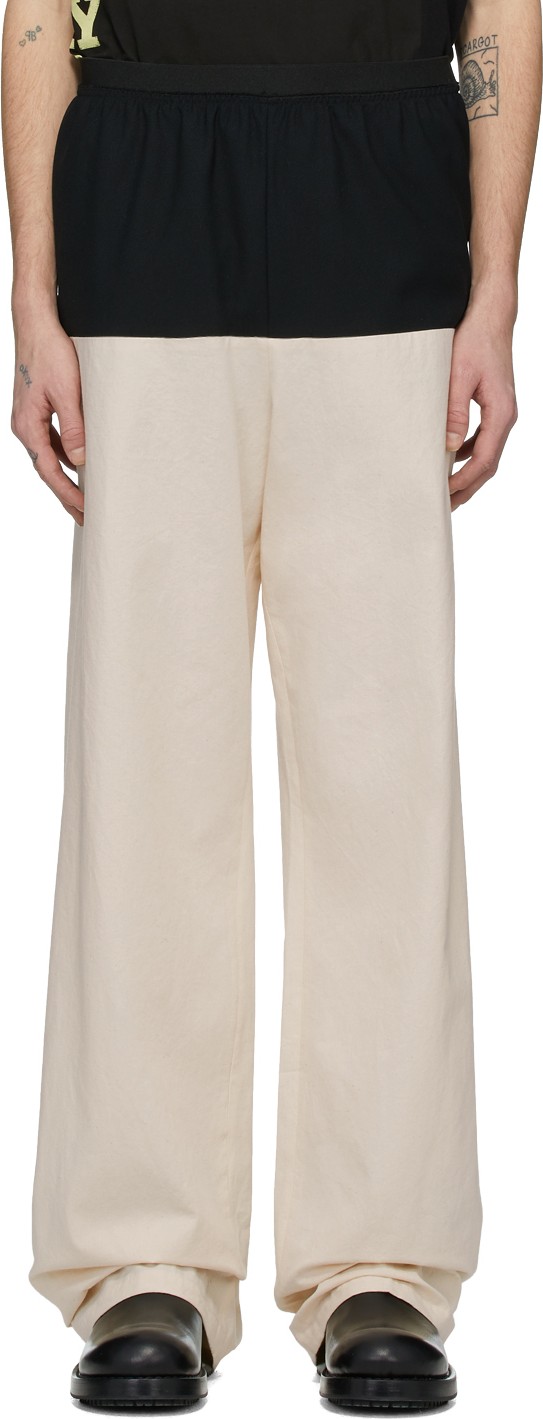 Raf Simons Tan & Navy Horizontal Cut Trousers