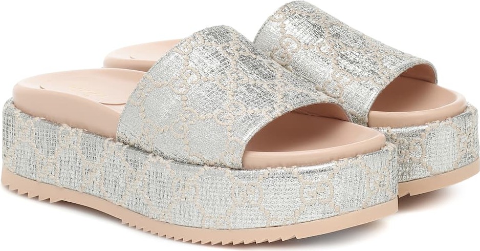 Gucci GG metallic jacquard platform sandals