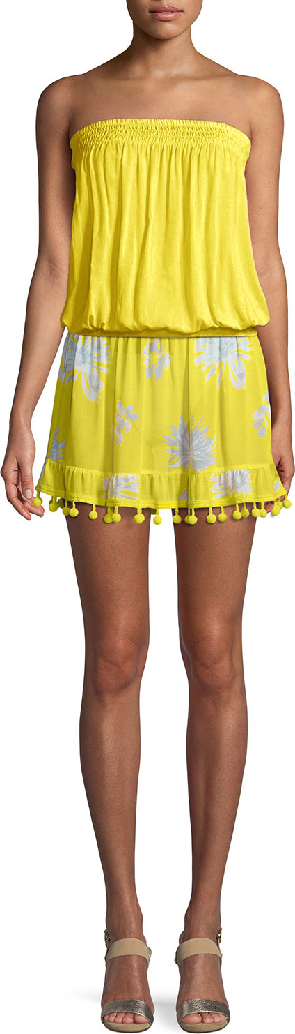 Ramy Brook Yanni Strapless Smocked Blouson Top