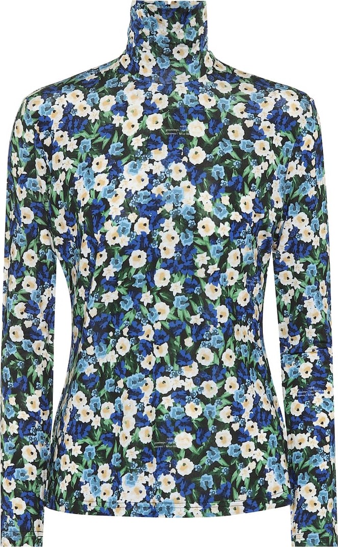Rokh Floral stretch turtleneck top