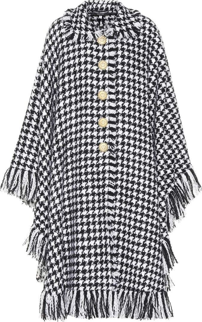 Dolce & Gabbana Houndstooth wool-blend cape