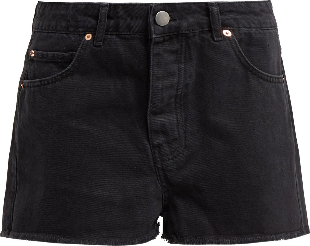 Raey Hawaii black raw-cut denim shorts