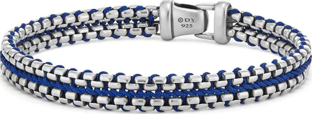 David Yurman 10mm Men's Woven Box Chain Bracelet, Blue