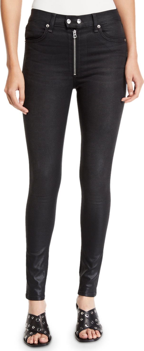 Rag & Bone Baxter Coated Ankle Skinny Jeans with Exposed Zip