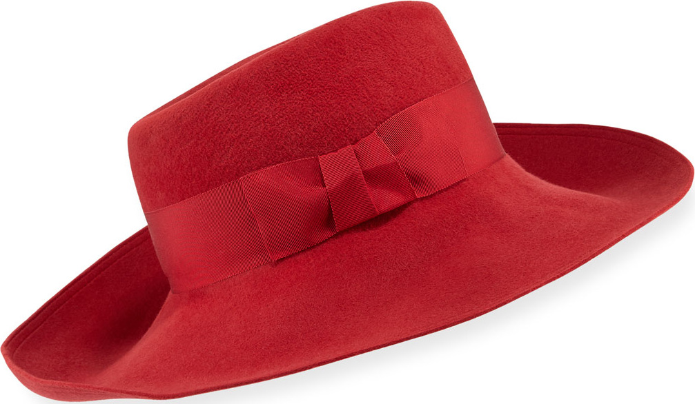 Eric Javits Candice Velour Fedora Hat w/ Ribbon Bow