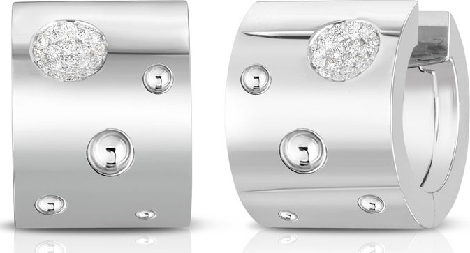 Roberto Coin Pois Moi Luna 18k White Gold Huggie Hoop Earrings