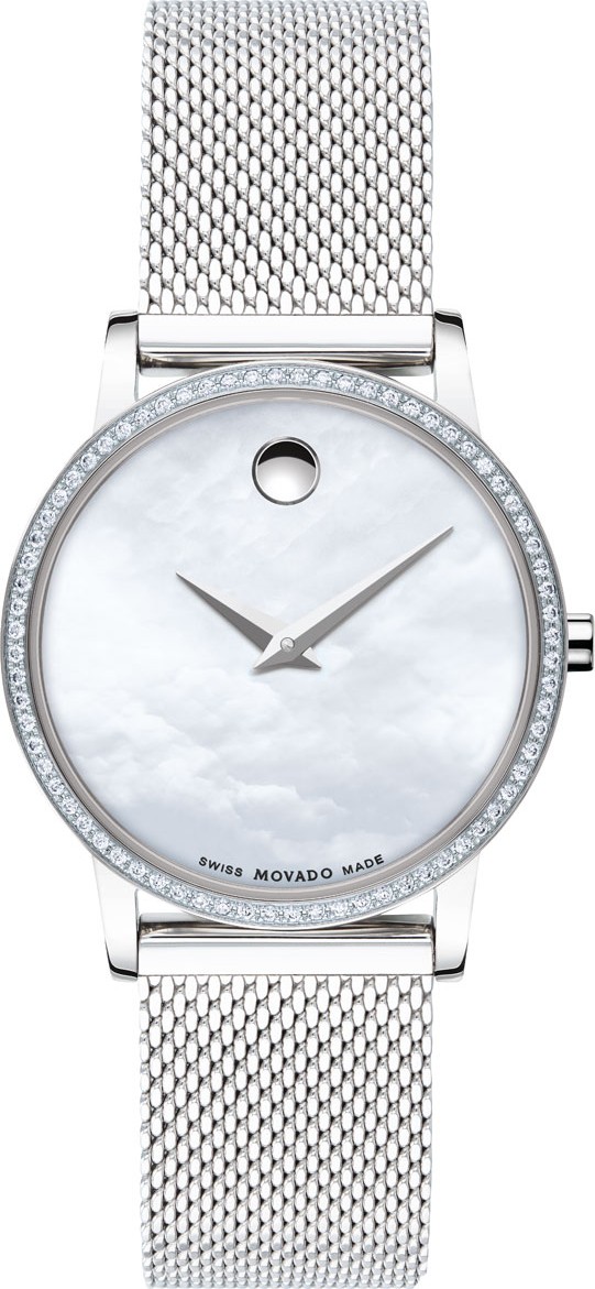 Movado 28mm Museum Classic Diamond Mesh Watch