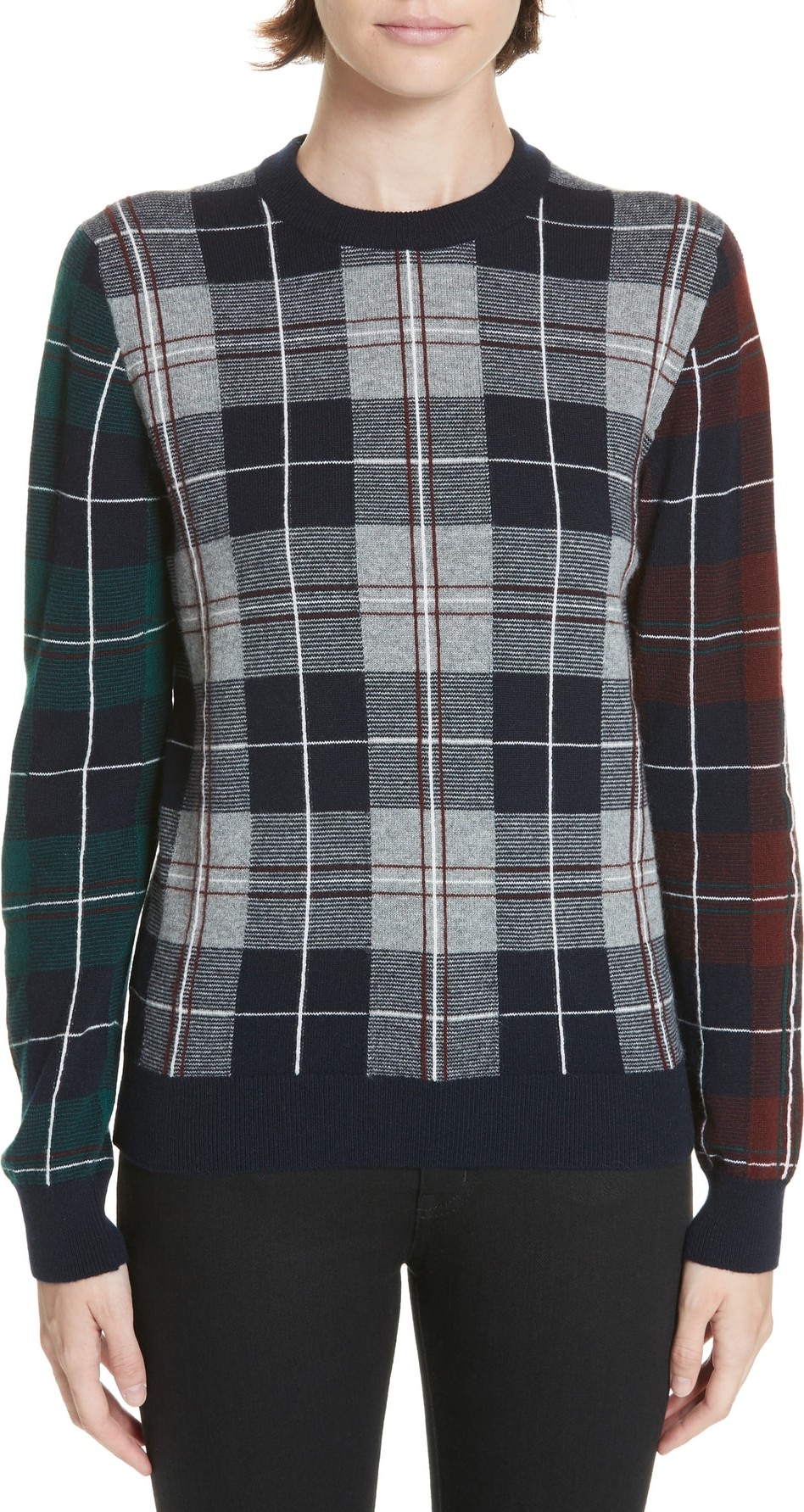 &Daughter Nell Tartan Patchwork Cashmere Sweater