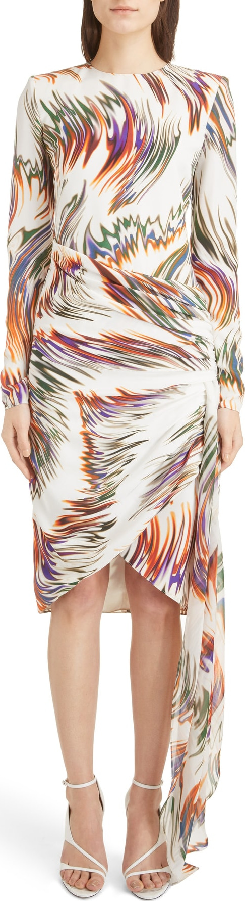 Givenchy Wave Pattern Asymmetrical Silk Marocain Dress