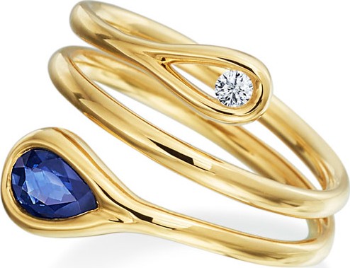 Maria Canale Sapphire & Diamond Wrap Ring in 18K Gold, Size 7.5