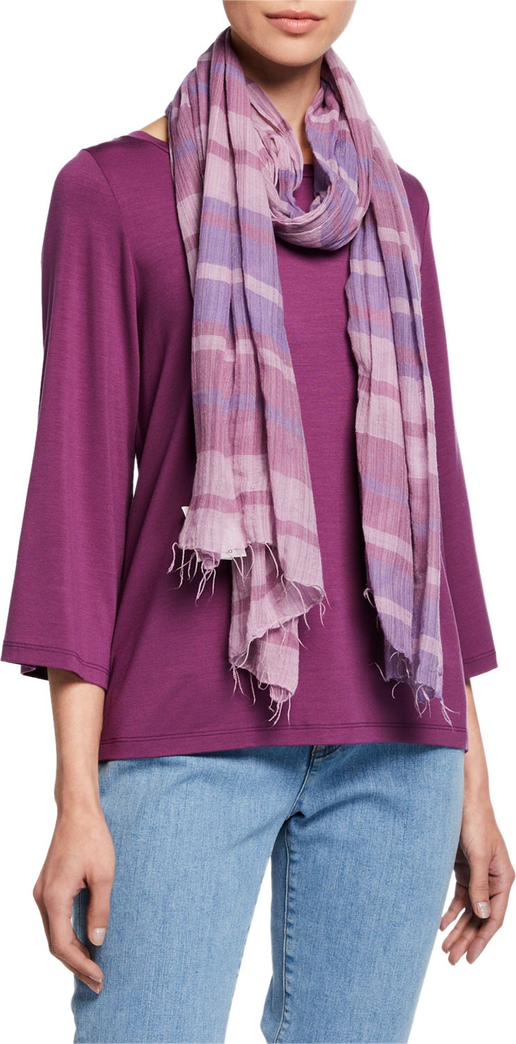 Eileen Fisher Ethiopian Hand-Loomed Plaid Scarf