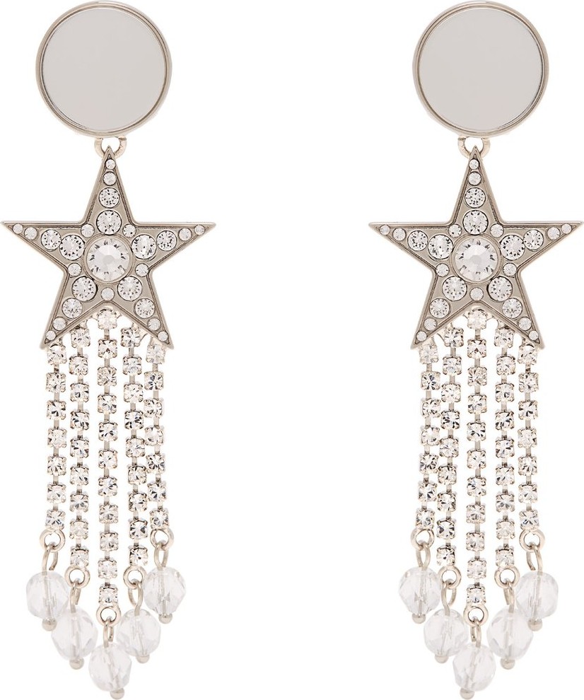 Miu Miu Crystal-tassel star clip-on earrings