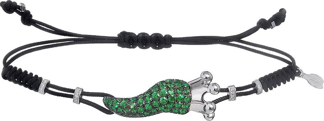 Pippo Perez 18k Gold Diamond & Garnet Medium Pepper Crown Pull-Cord Bracelet