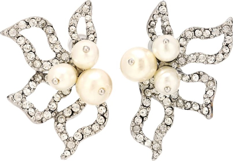 Oscar De La Renta Crystal-embellished petal earrings