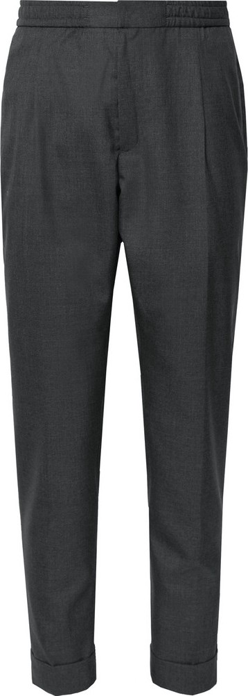 Officine Générale Charcoal Drew Tapered Pleated Wool Trousers