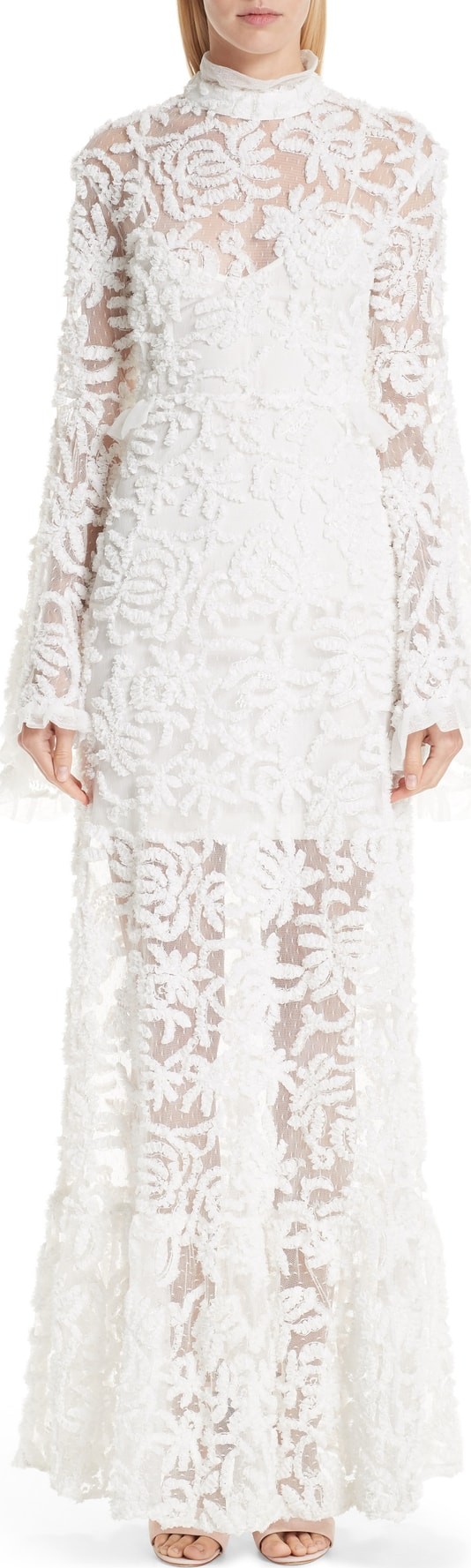 Malene Oddershede Bach Lace Bell Sleeve Evening Dress