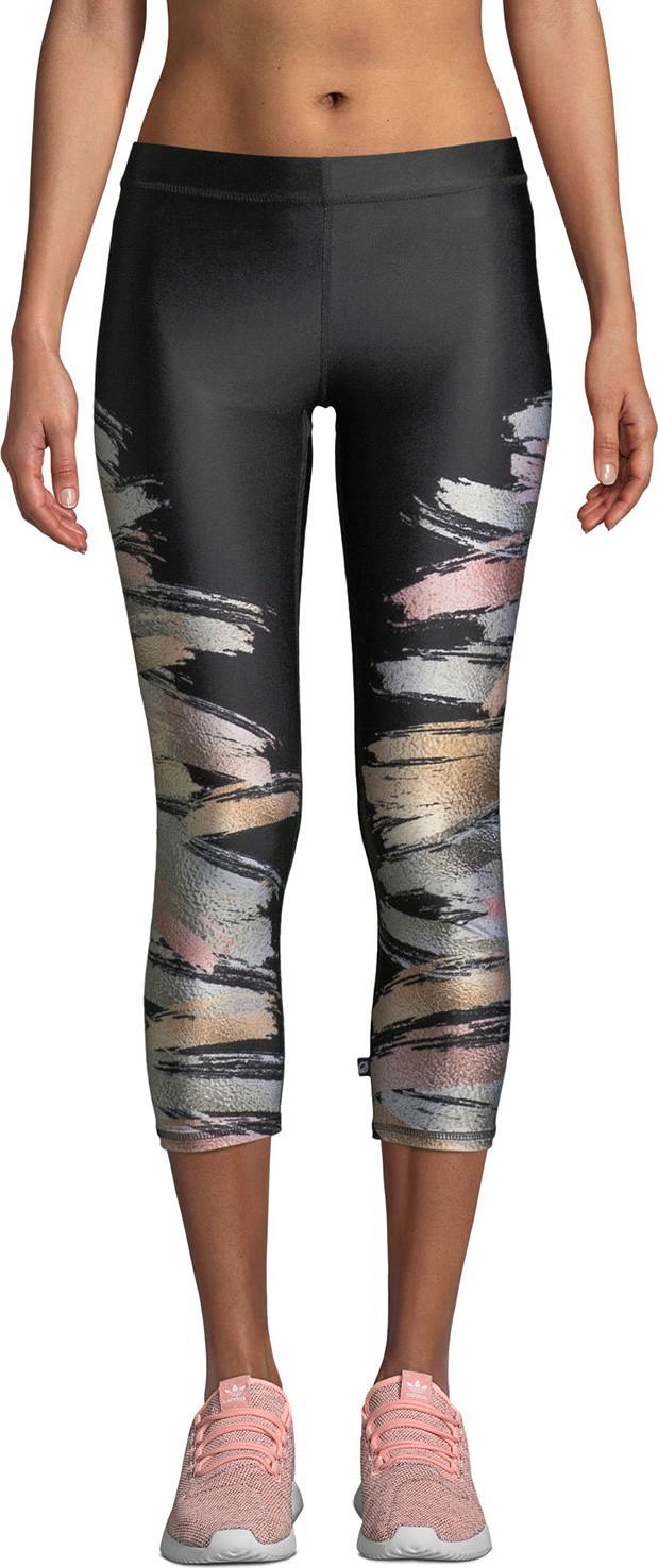 Terez Printed Metallic Capri Performance Leggings