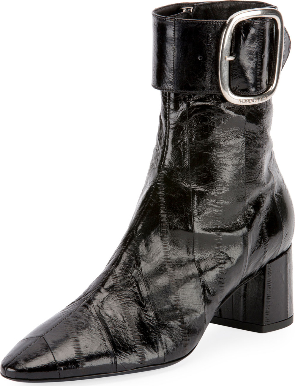 Saint Laurent Joplin Shiny Eel Buckle Bootie