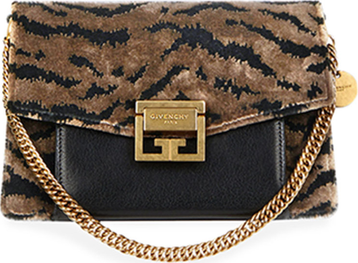 Givenchy GV3 Small Leopard Velvet Shoulder Bag